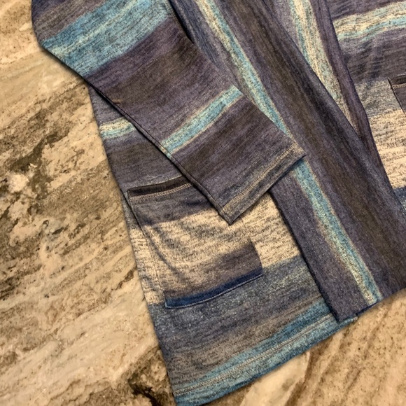 David Cline Aqua and Navy Shaw Collar Cardigan. Soft and roomy. Size S - Picture 7 of 8